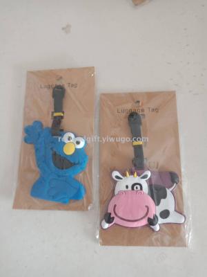 Creative PVC soft plastic figure luggage hanging animal tag