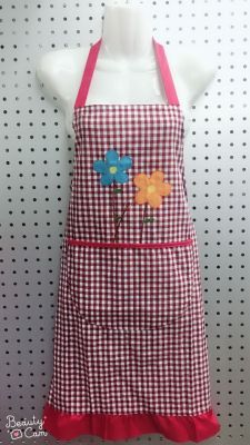 2015 cotton Plaid apron apron straps embroidered aprons antifouling Korean version of the apron apron