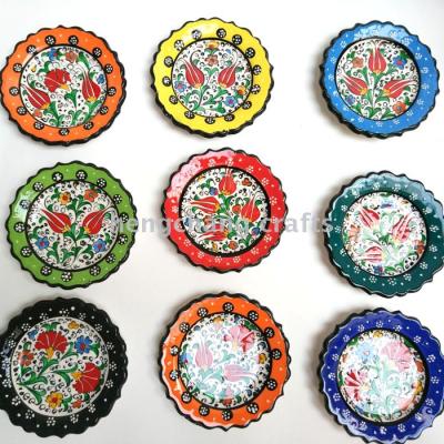 Turkish Hand-Painted Ceramic Plate Milenyum Plate Handmade Finish Ceramic 12cm