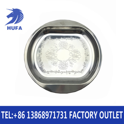 Stainless Steel Square round Plate Exquisite Embossed round Disc Embossed Electroplated Fruit Plate Inner Square Outer round