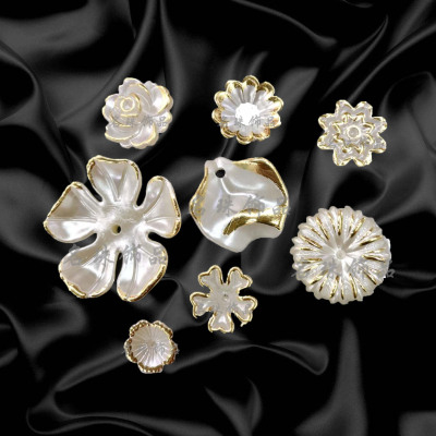Supply ABS imitation pearl bronze flower leaf DIY hanging ornaments headdress earrings wedding accessories manufacturers direct sales