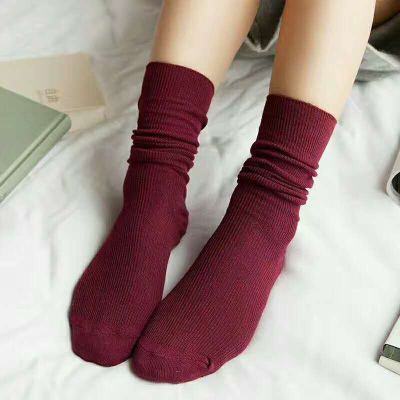 Popular Bunching Socks Factory Direct Sales Double Needle Combed Cotton Solid Color Bunching Socks Candy Color Base Women's Socks