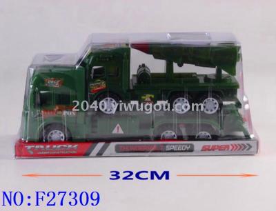 Cross-border children's plastic toys wholesale inertia tow truck + rocket car F27309