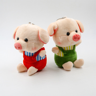 Express strap pig plush toy stripe pig plush pendle key chain bag hang decoration doll machine doll, wholesale
