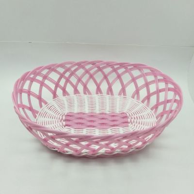 Plastic oval pink hand - made fruit basket handicraft fruit tray storage basket Plastic basket
