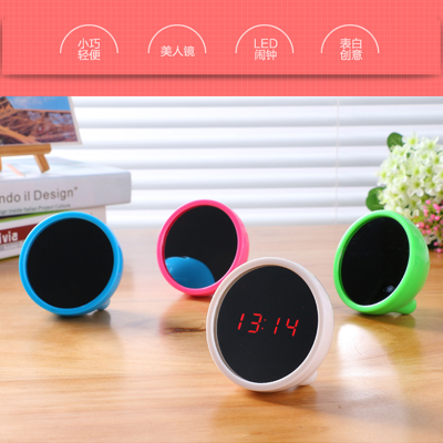 Creative silence beauty mirror LED small alarm clock mini multi-function small alarm clock