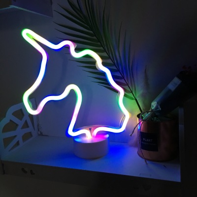 The Led separated base seven color lamp unicorn head neon lamp ins photo - decorative lamp 'plastic nightlight