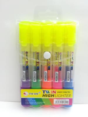 Double end high quality fluorescent pen 5 PVC packaging