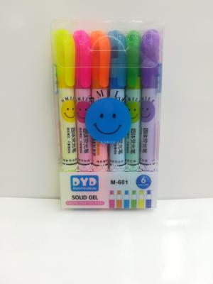 6 PVC combined package solid fluorescent pen m-601