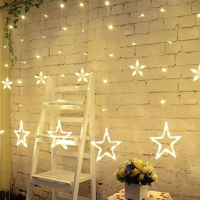 Five star LED lights pentagon star curtain lights wedding celebration fire interior decoration lights direct