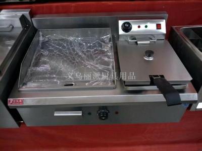 Shredded cake machine commercial gas pick-oven integrated machine iron plate burning equipment oil fryer