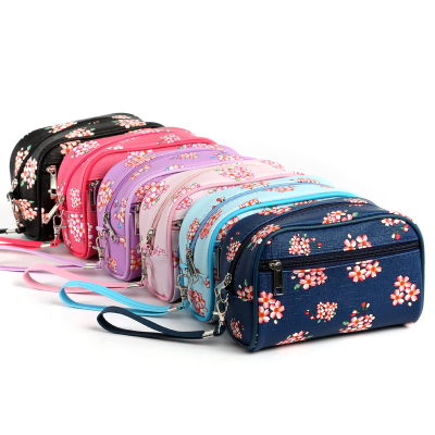 2017 Korean cosmetic bag flower double handle bag PU handbag mingtai source manufacturers