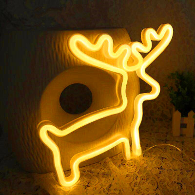Factory direct sale warm white plastic elk battery box LED animal decoration neon light chain small night light