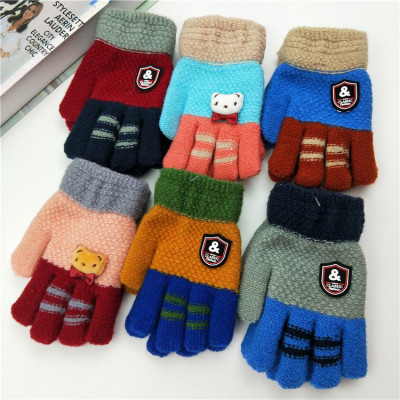 Korean version of the new student winter color pulled down thickened warm five fingers wholesale