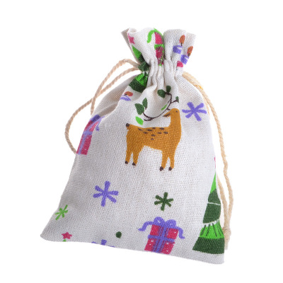 10*14 high-necked cotton fabric bag deer drawstring cotton bundle pocket Christmas gift fabric bag large stock