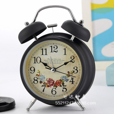 Factory Price Wholesale Vintage Metal 4-Inch Spray Paint Color Creative Student Children Bell Night Light Alarm Clock Fashion Home