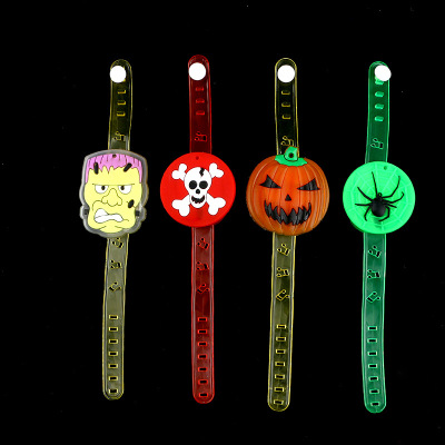 Halloween ghost festival LED flash ring toy cartoon pumpkin skull wrist band music light toy