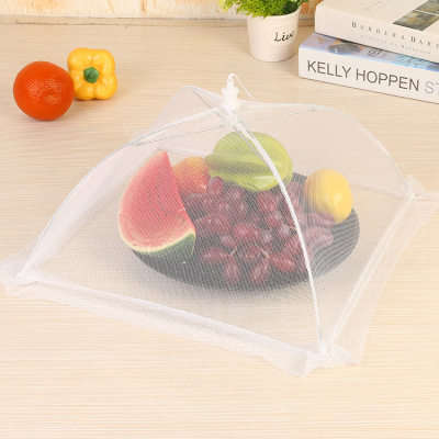 Simple Solid Color Square Folding Removable and Washable Mesh Table Cover Dish Cover Anti Fly Food Cover Factory Direct Sales
