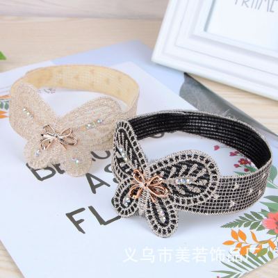 Original shop Korean lace butterfly bangs paste hair band magic paste hair band lovely lace bangs hair band paste
