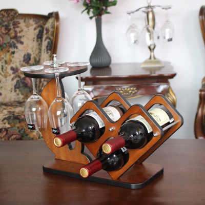 High-End Wine Rack Luxury Wine Rack Solid Wood Wine Rack Wood Color Bottle Shelf Red Wine High-Grade Ornaments