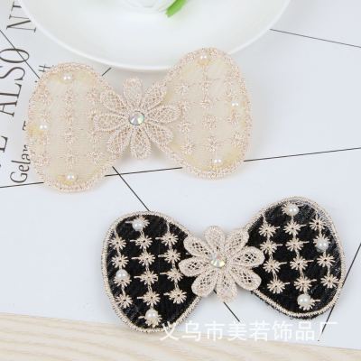 Limited time promotion Korean lace flower bow tie bangs paste magic paste hair paste lovely girl lace bangs paste