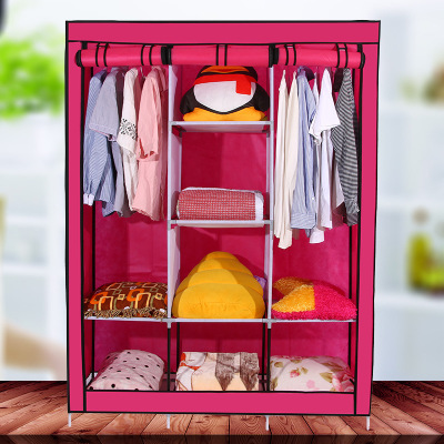 简易无纺布衣柜 大号双人加固组装简易无纺布衣柜 家用无纺布衣柜