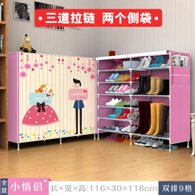 Double row non-woven 3D panoramic shoe cabinet