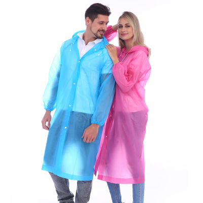 Thick adult non-disposable raincoat PEVA environmental raincoat sleeve elastic band outdoor transparent raincoat