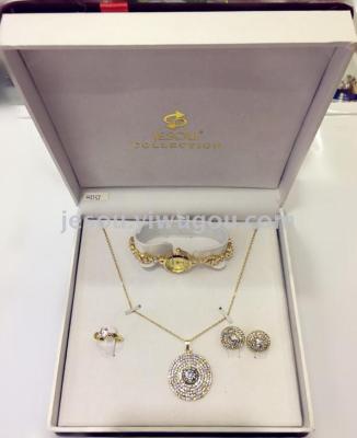 Ms. JESOU watch necklace earrings set gift set luxury elegant high quality full diamond