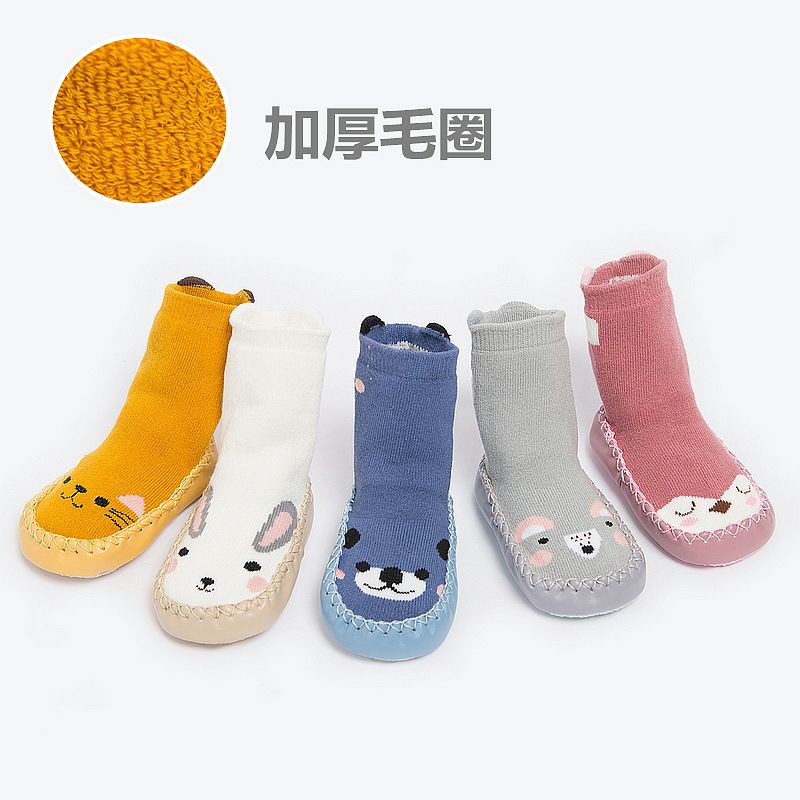 The 2018 new wet cartoon baby gravure footwear and infant children delay-length socks with leather base