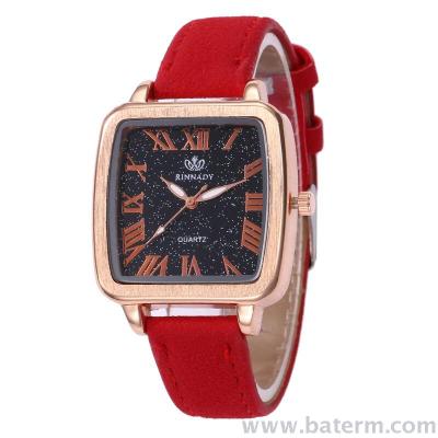 Fashion hits new square frosted Roman numerically polished band ladies watch