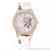 Stylish hot style round diamond-encrusted dial printed strap lady watch quartz watch