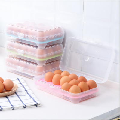 Kitchen 15 grid egg box refrigerator fresh box portable anti-collision box plastic egg box egg tray