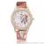Stylish hot style round diamond-encrusted dial printed strap lady watch quartz watch