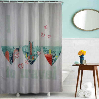 Classic love travel polyester small curtain waterproof thickened, anti - mildew can be customized buckle, cooper