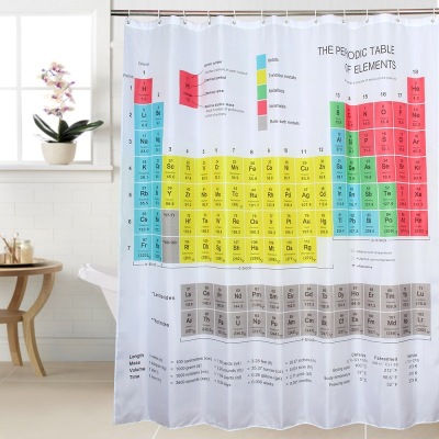 Creative elements periodic table polyester shower curtain waterproof mold manufacturer direct bathroom curtain