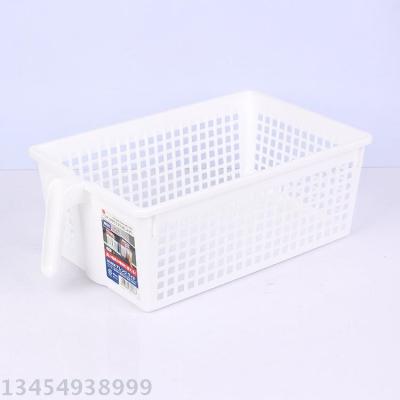 NSH6236 with handle small things storage basket kitchen plastic white storage basket handle finishing storage box