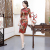 Women dresses autumn r new seven-point sleeve imitation camellia double layer in the middle sleeve long  cheongsam