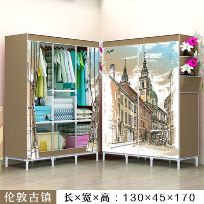Simple wardrobe non-woven folding wardrobe 130 large-size combination 3D panoramic wardrobe
