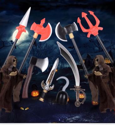 Halloween prop weapon skull scythe demon trident pirate weapon