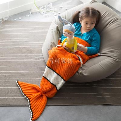 Knitted mermaid tail blankets available in stock nemo fish new knitted children's sleeping bag