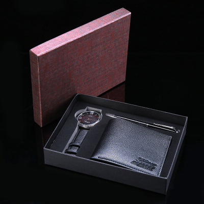 PU wallet watch ballpoint pen set men's wallet gift boyfriend holiday gift manufacturers direct