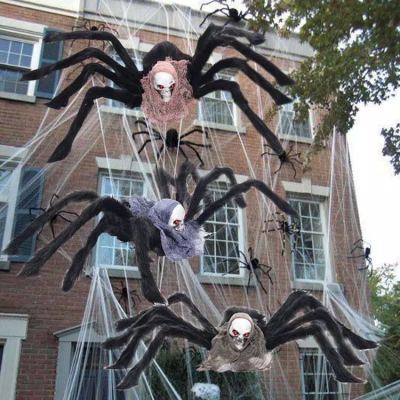 Decorate a haunted house with a skeleton spider