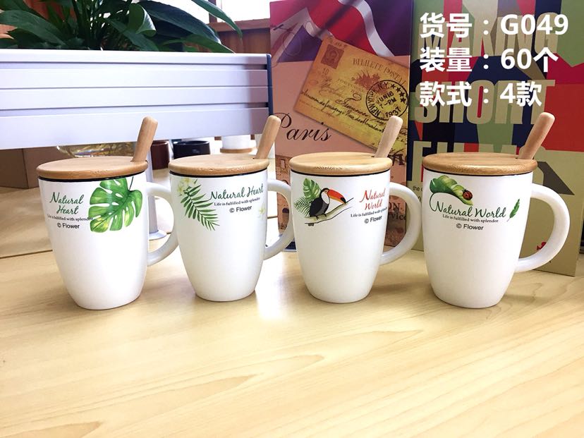 Ins 北欧风植物陶瓷杯 水杯 马克杯