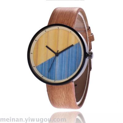 BBB 0 wood grain simple style belt watch