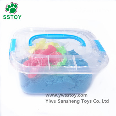 Manufacturer sells large capacity 2 kg space sand with large size castle model colored clay magic sand and environmental protection sand