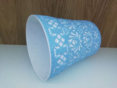 Popular PP Chinese wind paper-cut plastic home screened trash can bin office waste basket