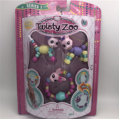 Factory Direct selling Spot Twisty Zoo acrylic 3-piece Beaded doll bracelet