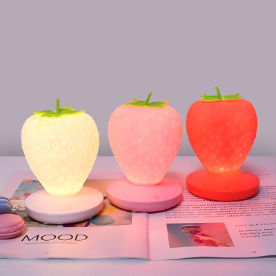 creative usb strawberry cute silica gel lamp bedroom led charging energy-saving eye protection with sleep night light