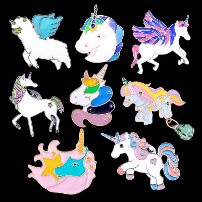 Colorful unicorn brooch, lovely horse brooch, brooch jewelry, Japanese and Korean cartoon pegasus badge